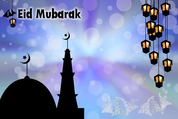 Briefkaart voor moslim viering eid mubarak — Stockfoto