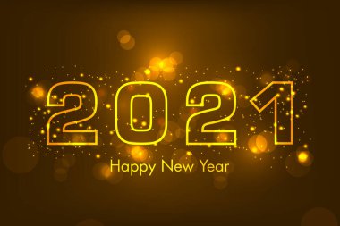Mutlu yıllar 2021 Metin Tasarım Vektörü.