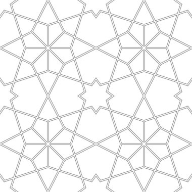 Karmaşık geometrik şekilli kusursuz İslami desen.