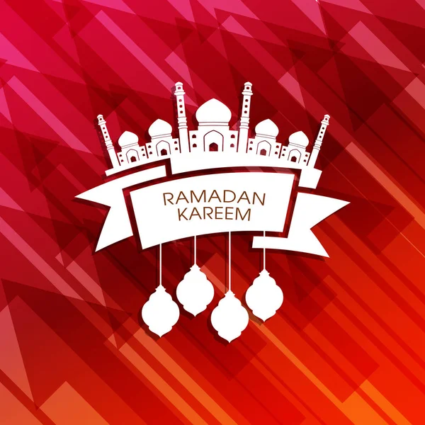 イスラム教徒コミュニティ祭りのお祝いのためのラマダーンカレームグリーティングカード — ストックベクタ