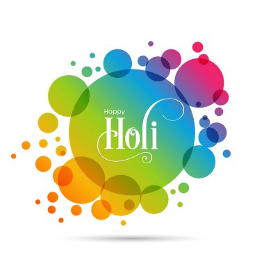 Holi Festivali 'nin renkli ve karmaşık kaligrafi vektörüyle resmedilmesi.