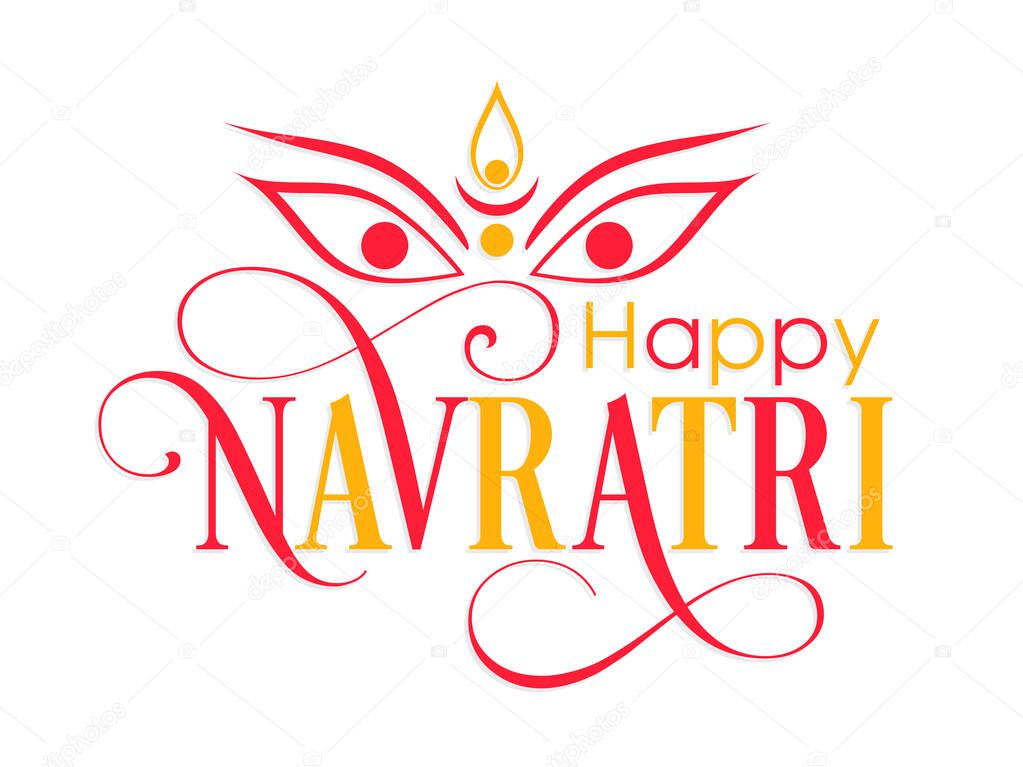 Illustration of Indian festival Navratri with beautiful calligraphy.