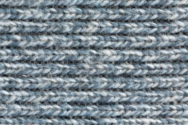 Textura de lã azul fechar a direção horizontal de fios — Fotografia de Stock