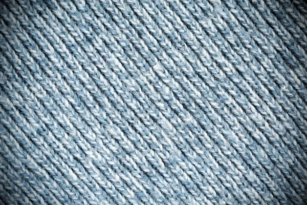 Perspectiva Azul Lã Textura close-up diagonal Direção de fios — Fotografia de Stock