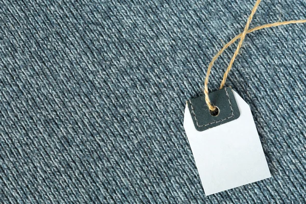 Голубая шерсть текстура диагональ нитей Направление заготовки винтажный ценник — стоковое фото