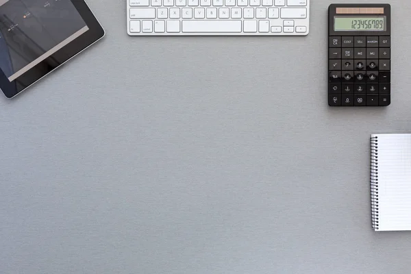 Classic working Place on grey wooden desk — Stock Photo, Image