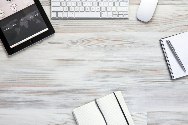 Workspace on wood table