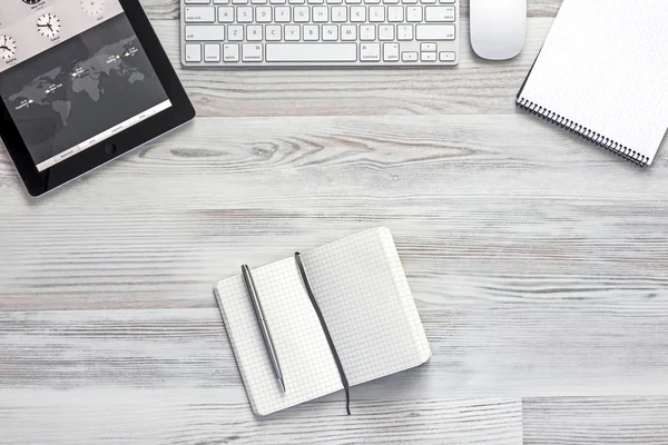 Workspace on wood table