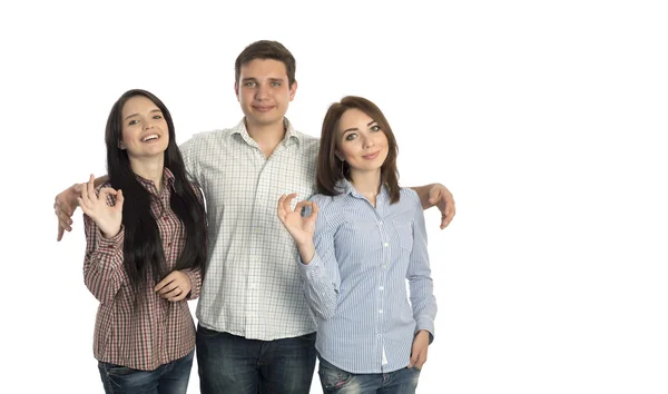 Group of young people makes OK gesture — Stock Photo, Image