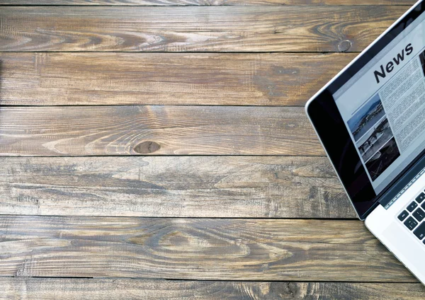 Digital subscription on rough wooden desk concept — Stock Photo, Image