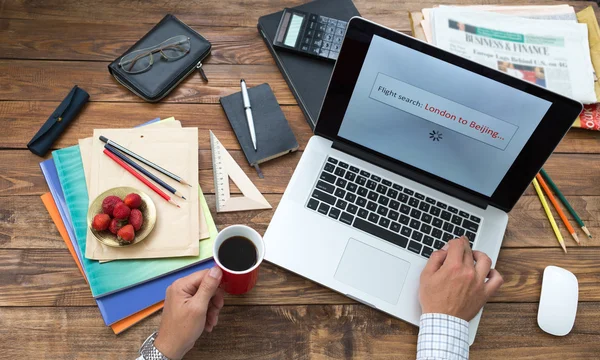 Booking flight tickets on-line concept