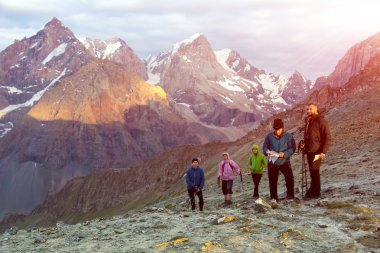 People on mountain pathway