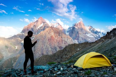 Explorer talking via radio station