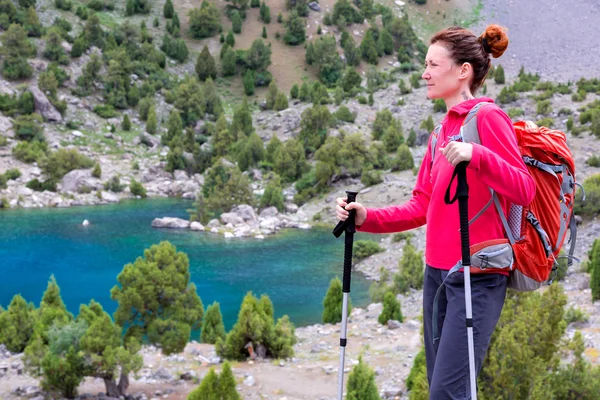Escursionista femminile Guardando lontano — Foto Stock