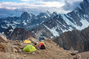 Camping Tents and High Mountain View