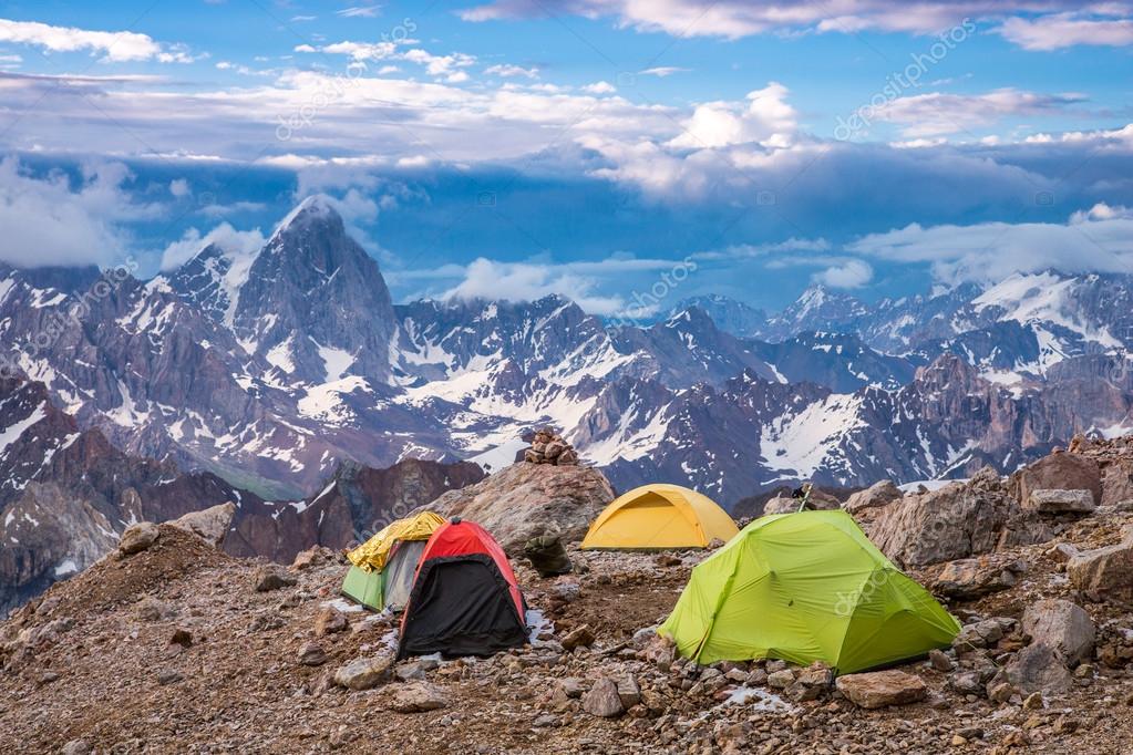 Camping Tents and High Mountain View Stock Photo by ©AlexBrylov 82889298