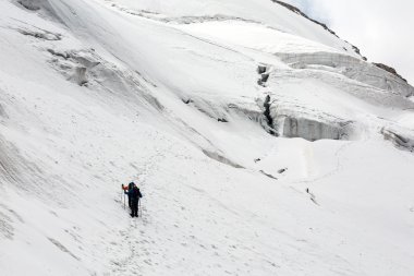 Alpine Partners Walking on Snow Trail clipart
