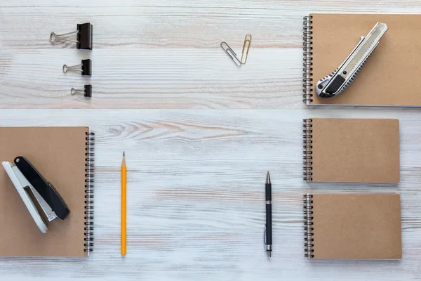 Wooden Desk with Business Items in Calm Classic Colors — Stock Photo, Image