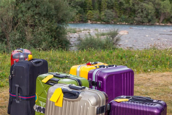 Travel Suitcases in Wilderness Area — стокове фото