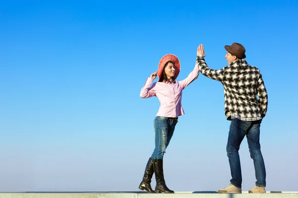 Man and Woman Clapping Hands Each Other — Stock Photo, Image