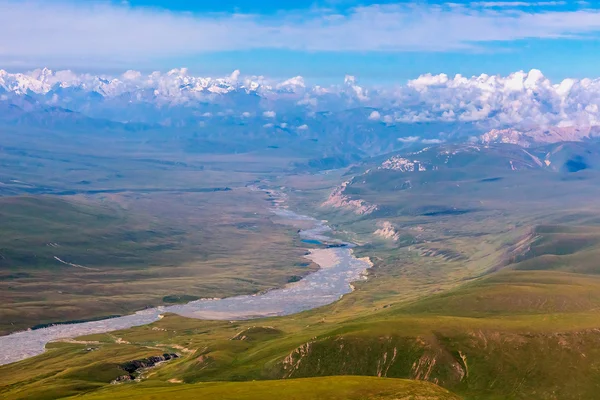 Aerial View of Central Asia Landscape — Stok fotoğraf