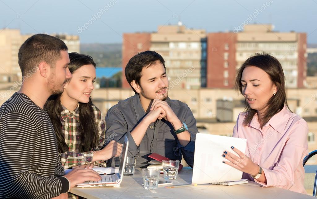 Mixed Group on Informal Business Meeting Stock Photo by ©AlexBrylov 87016134