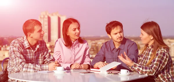 Group of Young Casual Dressed People on Informal Business Meeting — Stok fotoğraf