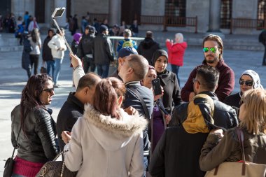 Tarihi hedef öz portre çekici gelen turist gurup