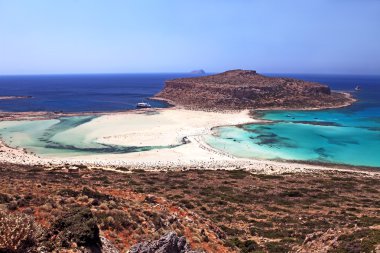 Egzotik tropik lagün beyaz kum plaj ile görünümünü