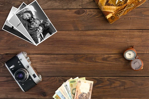 Reizen van herinneringen Vintage samenstelling met Black and White — Stockfoto