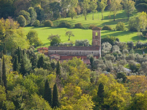 Iglesia parroquial románica en Valdicastello Pietrasanta vista desde — Foto de Stock