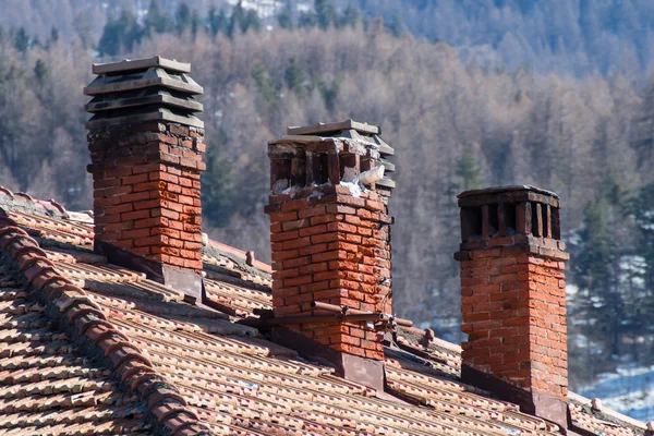 Old chimneys made of bricks — Stock Photo, Image