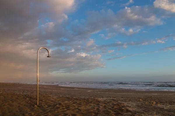 Stainless steel shower on the beach — Stock Photo, Image