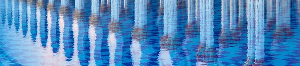 Reflexões Água Mesquita Abu Dhabi Emirados Árabes Unidos Oriente Médio — Fotografia de Stock