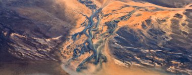 İzlanda 'daki nehir deltasının hava görüntüsü