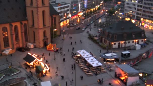 Plaza de la ciudad Frankfurt Alemania — Vídeos de Stock