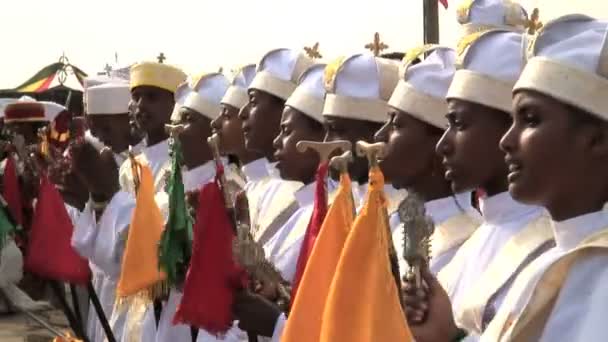 Priests procession of Timket celebration — Stock Video