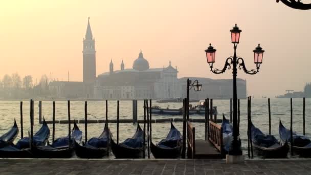 Gondolas from Piazza San Marco — Stock Video