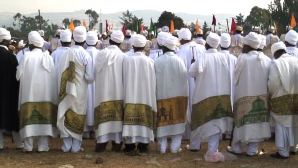 Священики процесій святкування Timket — стокове відео