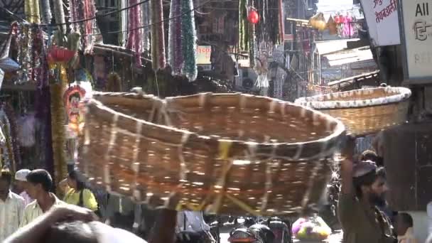 Drukke Crawford markt in Mumbai — Stockvideo