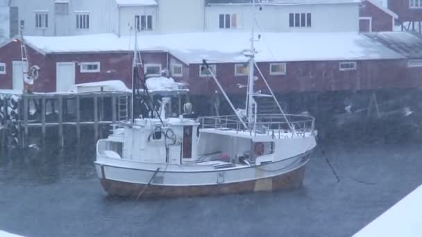 Navire dans le port en Norvège — Video