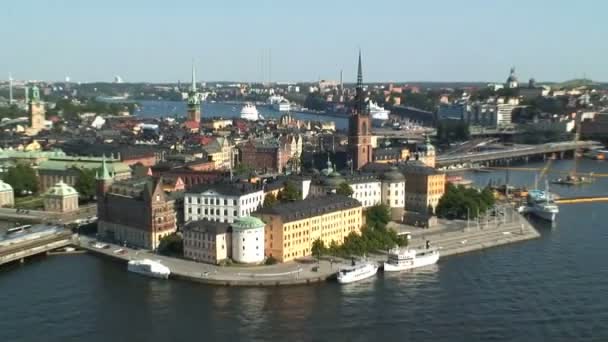 Pohled přes Gamla Stan Stockholm — Stock video