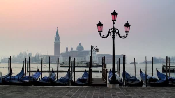 Gondoler från Piazza San Marco — Stockvideo