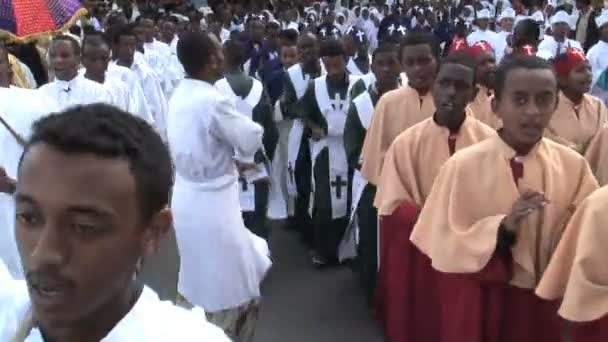 Priests procession of Timket celebration — Stock Video