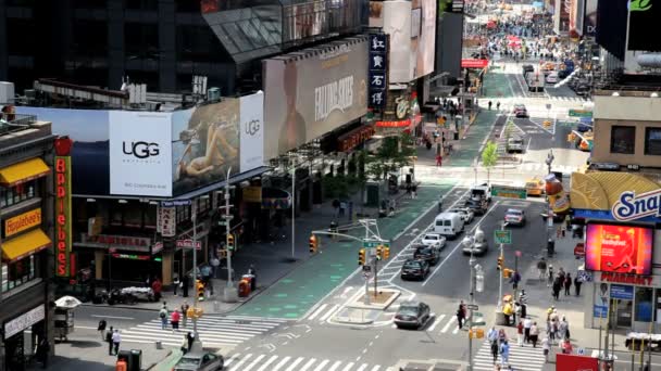 Times Square New York with billboards neon lights and Illuminated signs, USA — Stock Video