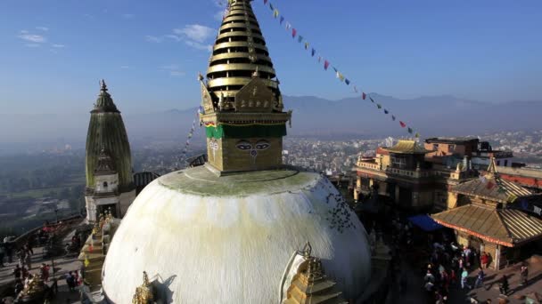 Swayambhunath 仏舎利塔や猿の寺 — ストック動画