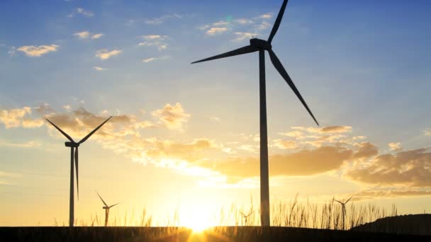 Turbinas eólicas generadoras de energía — Vídeos de Stock