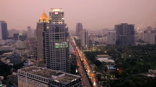 Бангкок Skyline and Lumpini Park — стоковое видео