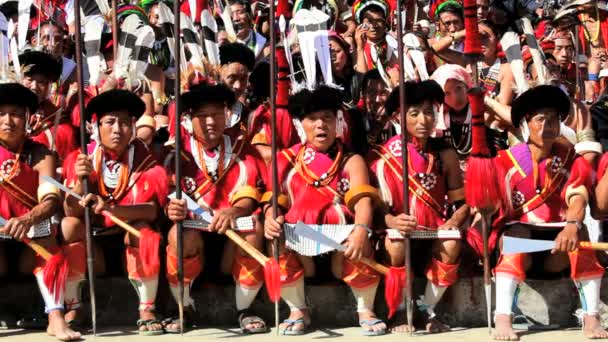 Tribesmen from the Angami tribe — Stock Video