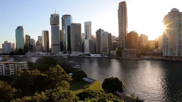 Brisbane ποταμού και πόλης στον ορίζοντα — Αρχείο Βίντεο